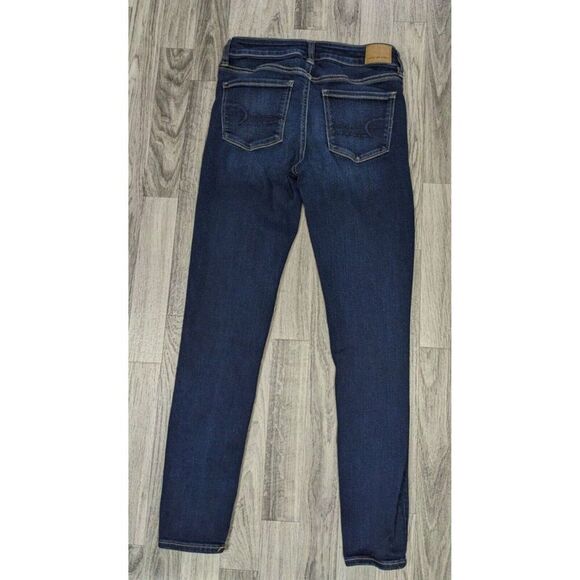 American Eagle Size 4 Regular Stretch Skinny Denim Blue Jeans Jeggings - Picture 2 of 13